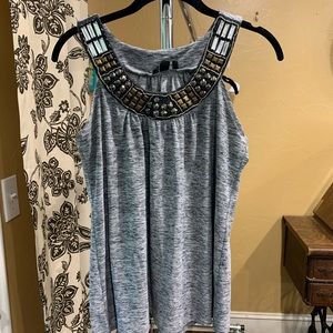 Large rhinestone-studded tank top